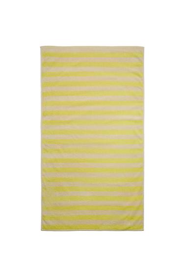 KIDS' STRIPED COTTON BEACH TOWEL - Yellow by Zara