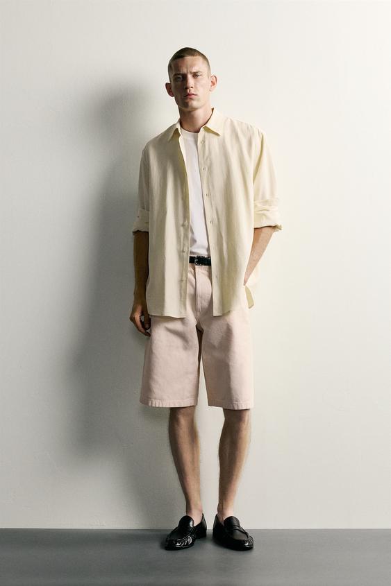 RELAXED FIT DENIM BERMUDA SHORTS - Pink by Zara - Image 0