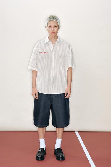 EMBROIDERED STRIPED SHIRT - striped by Zara
