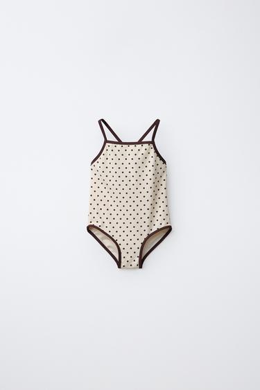 AGE 2-6 / POLKA DOT TEXTURED SWIMSUIT - Ecru by Zara