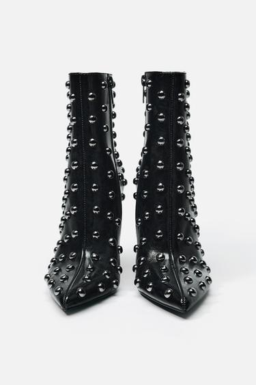 STILETTO HEEL ANKLE BOOTS WITH METALLIC DETAILS - Black by Zara