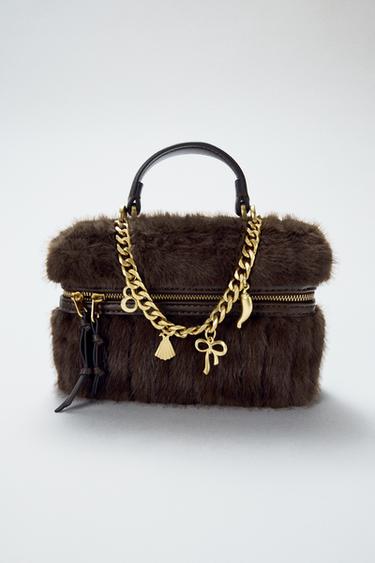 RIGID FAUX FUR BAG - Brown by Zara