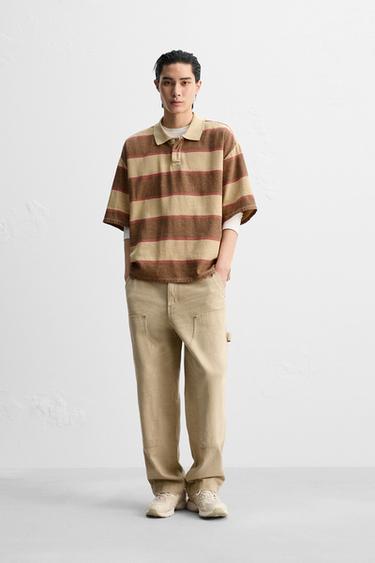 STRIPED WASHED POLO SHIRT - Reddish by Zara