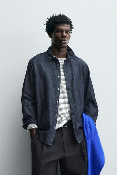 REGULAR FIT DENIM SHIRT - Blue by Zara