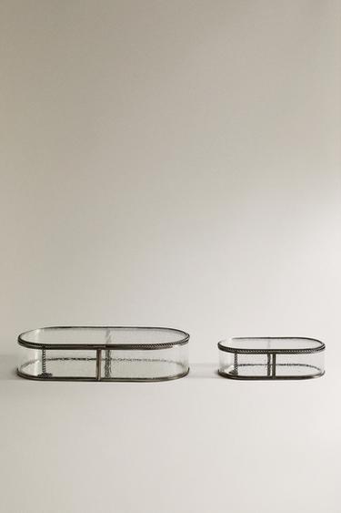 OVAL GLASS BOX - Matte silver by Zara