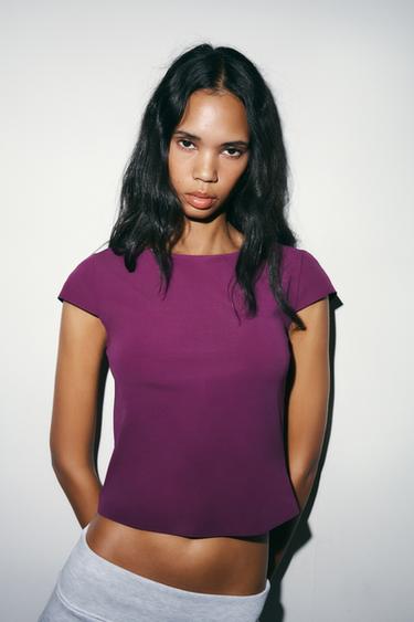 INTERLOCK SHORT SLEEVE T-SHIRT - Purple by Zara