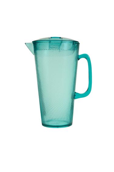 ACRYLIC JUG WITH LINES DESIGN - Turquoise by Zara