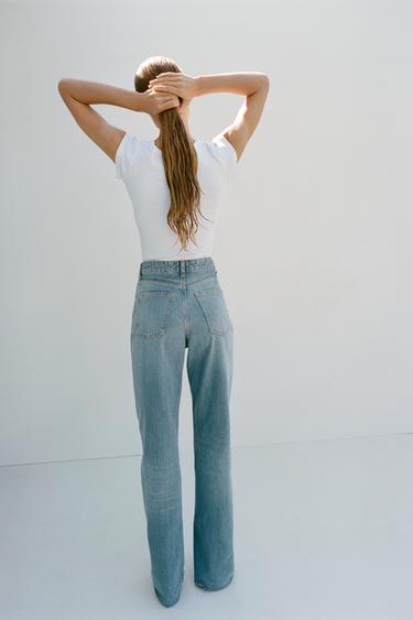 TRF WIDE-LEG HIGH-WAIST JEANS - Light blue by Zara