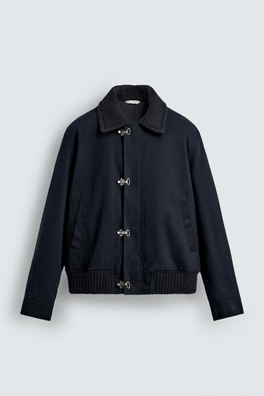 TOGGLE JACKET WITH CONTRAST COLLAR - Navy blue by Zara
