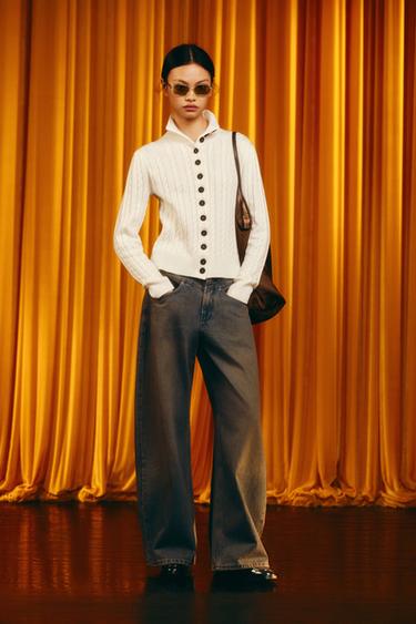 CABLE-KNIT CARDIGAN - Ecru by Zara