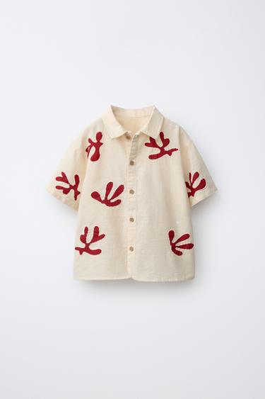 EMBROIDERED LINEN SHIRT - Ecru by Zara