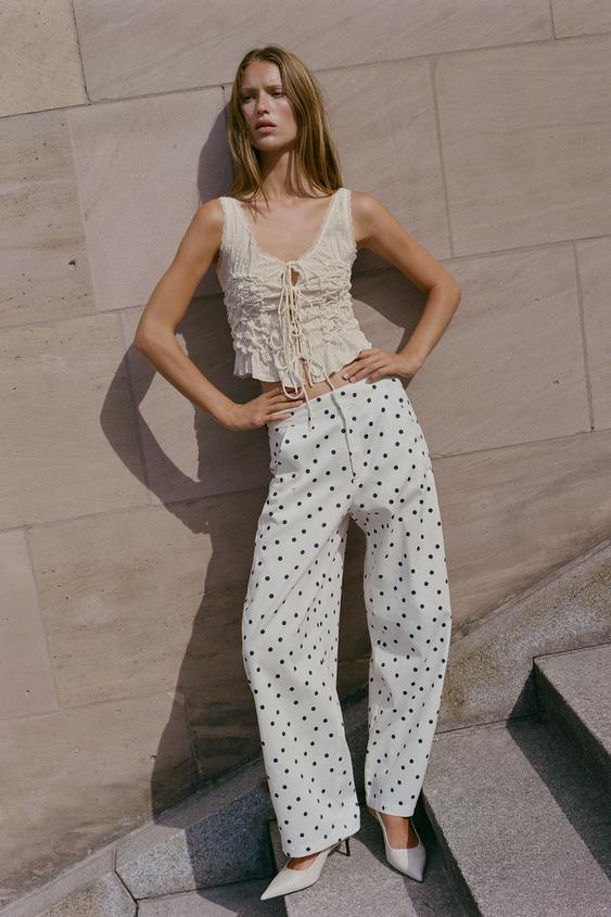 GATHERED TOP WITH BOWS - Ecru by Zara - Image 0