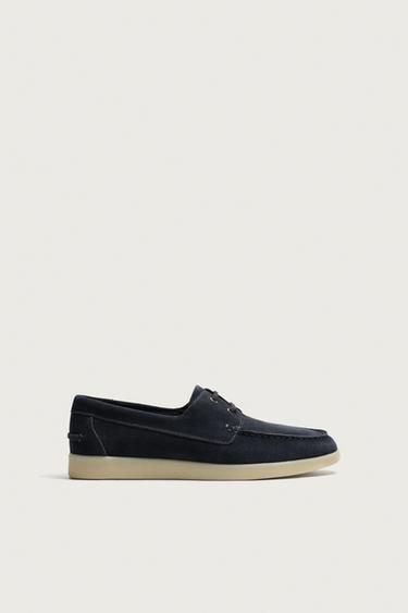 LEATHER DECK SHOES - Blue by Zara