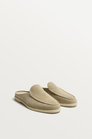 LEATHER MULE LOAFERS - Beige by Zara