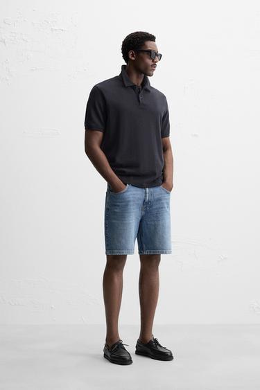 REGULAR FIT DENIM BERMUDA SHORTS - Mid-blue by Zara