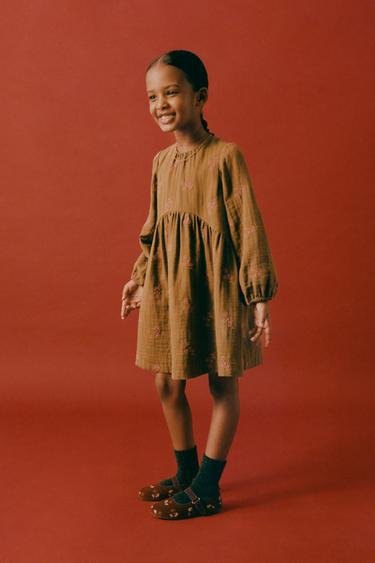 EMBROIDERED FLOWERS DRESS - Khaki by Zara