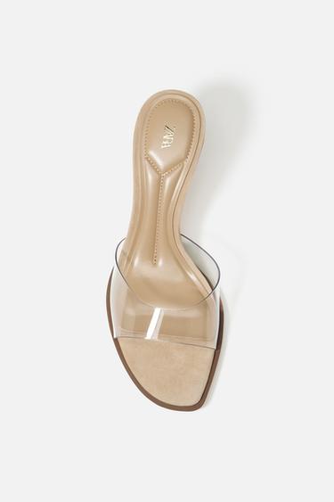 VINYL HEELED SANDALS - Light beige by Zara