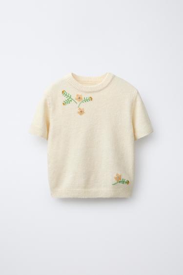 BEADED KNIT SWEATER - Pastel yellow by Zara