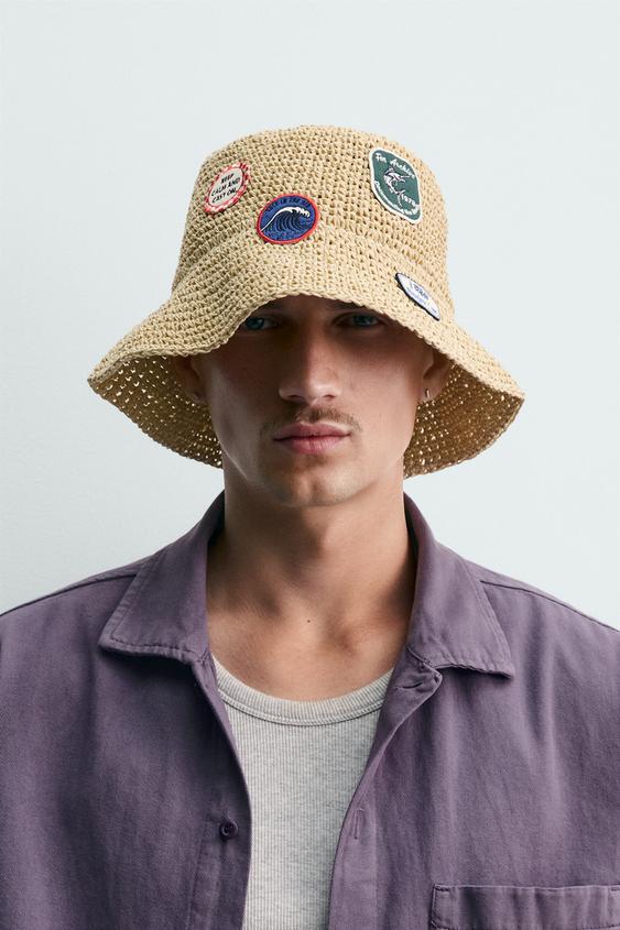 CROCHET PATCH BUCKET HAT - Beige by Zara - Image 0