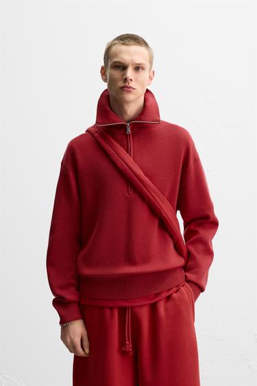 LIMITED EDITION ZIP NECK SWEATER - Red by Zara