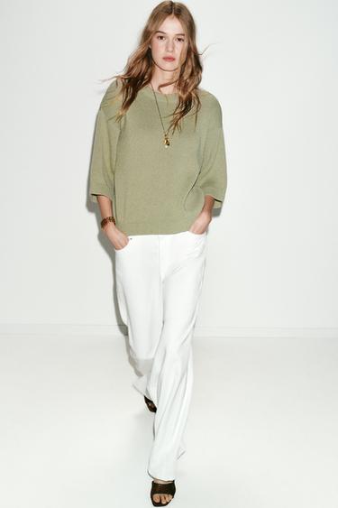 KNIT JUMPER WITH SHOULDER PADS - Light green by Zara - Image 0