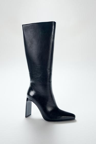 POINTED TOE HEELED BOOTS - Black by Zara