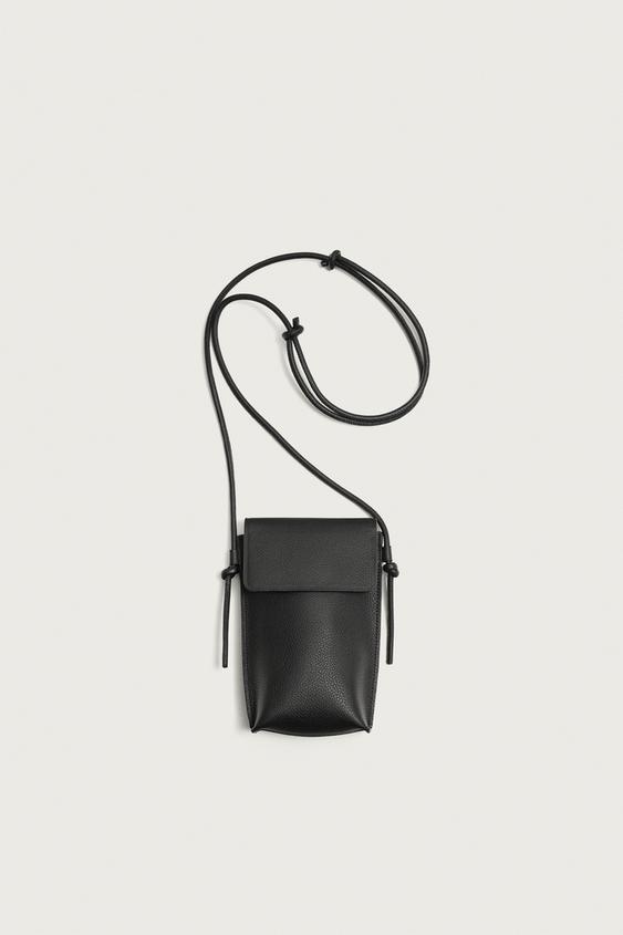LEATHER CROSSBODY BAG - Black by Zara - Image 0