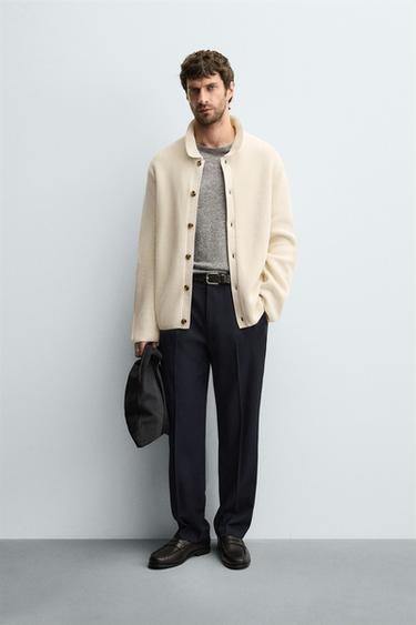 RIBBED CARDIGAN - Ecru by Zara