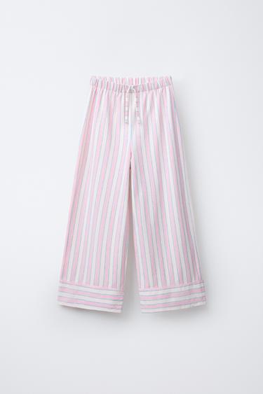 STRIPED WIDE-LEG TROUSERS - Pink by Zara - Image 0