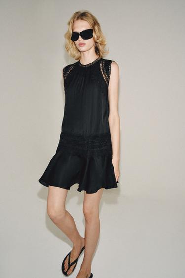 ZW COLLECTION LACE MINI DRESS - Black by Zara
