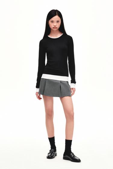 MOCK LAYER CONTRAST T-SHIRT - Black by Zara