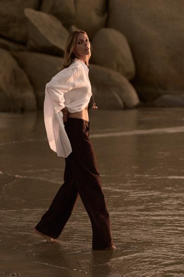 ZW COLLECTION 100% LINEN OVERSIZE SHIRT - White by Zara