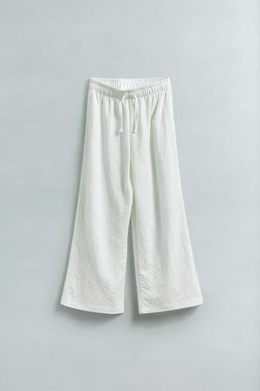 FLOWING WIDE-LEG TROUSERS - Ecru by Zara