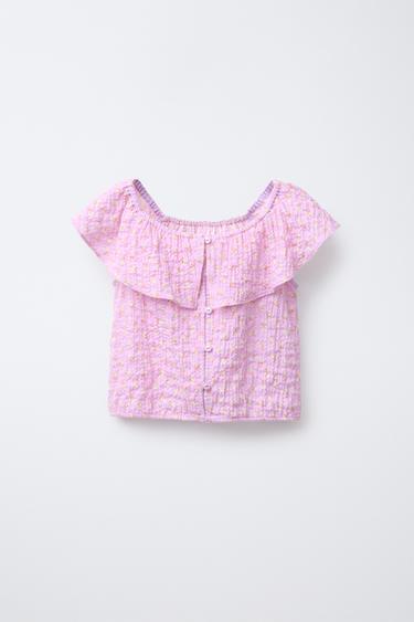 FLORAL TEXTURED SHIRT - Pink by Zara - Image 0