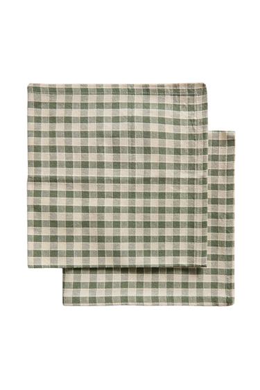 PACK OF CHECK NAPKINS WITH TOPSTITCHING (PACK OF 2) - Green by Zara