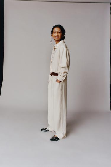 FLOWING SHIRT WITH DRAWSTRING - Ecru by Zara