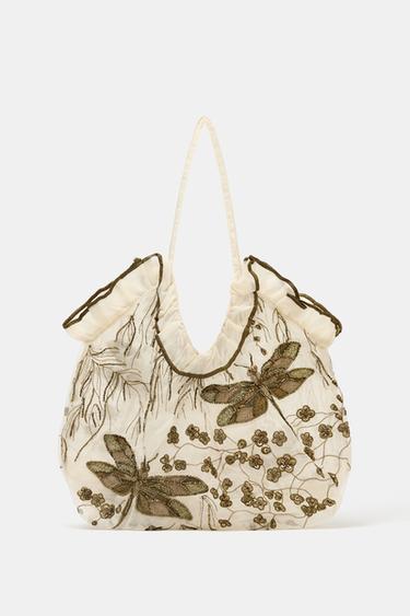 EMBROIDERED DETAIL TOTE BAG - Golden by Zara
