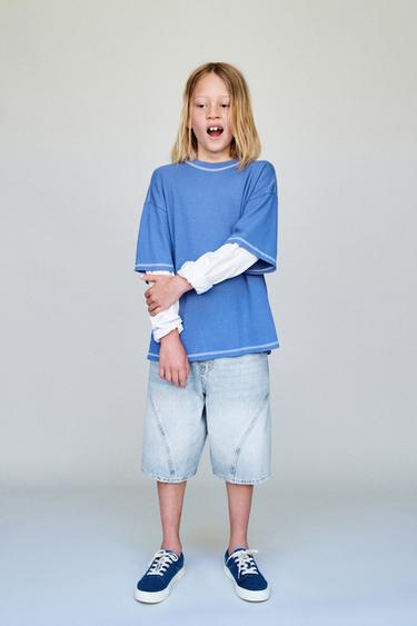 BARREL DENIM BERMUDA SHORTS - Mid-blue by Zara