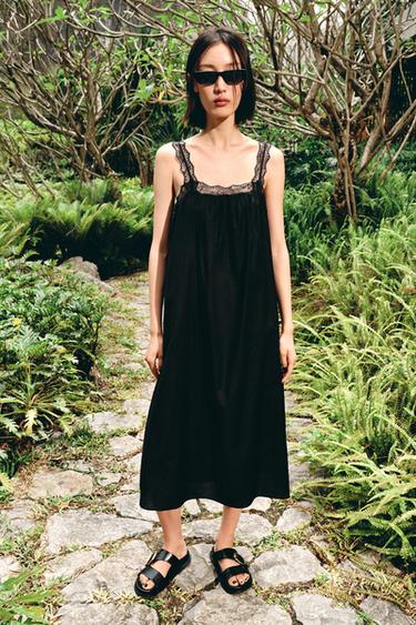 ZW COLLECTION LACE MIDI DRESS - Black by Zara