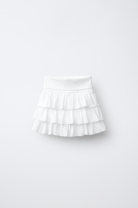RUFFLED FOLD-OVER WAIST SKORT - White by Zara - Image 0