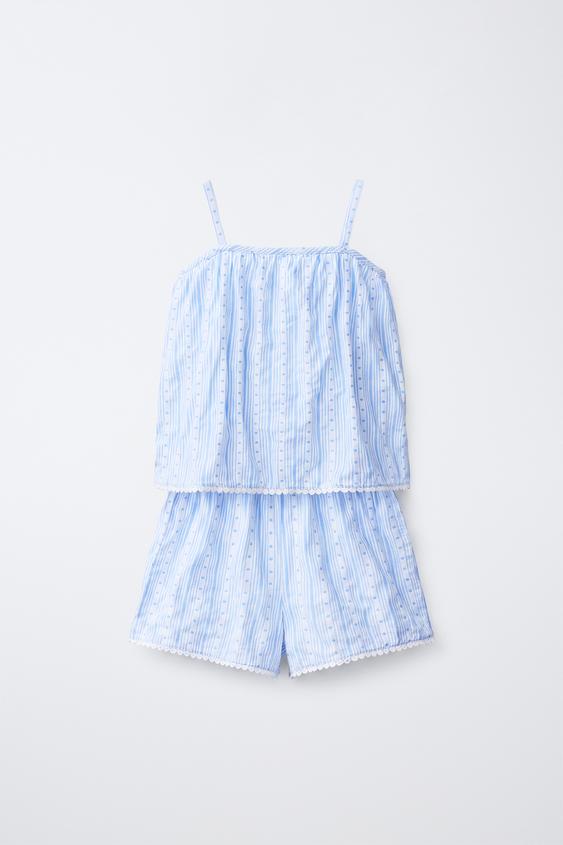 6-14 YEARS / STRIPE AND HEART PRINT PYJAMAS - Light blue by Zara - Image 0