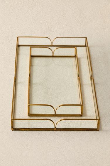 GLASS AND METAL TRAY - Gold by Zara