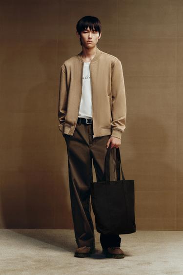 FAUX SUEDE BOMBER JACKET - Beige by Zara