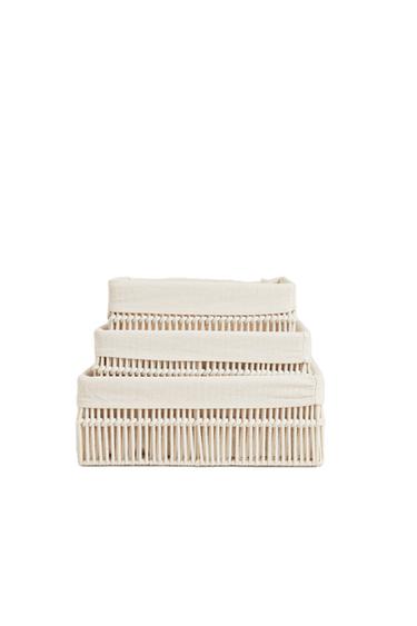 RECTANGULAR BASKET WITH COTTON LINING - Ecru by Zara