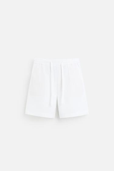 100% LINEN BERMUDA SHORTS - White by Zara
