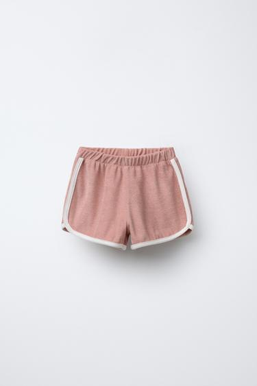 CONTRAST PIPING TERRY BERMUDA SHORTS - Pale pink by Zara - Image 0