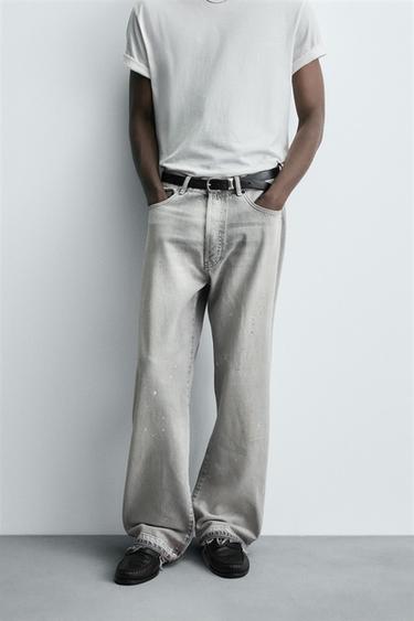 LOOSE FIT SPLATTER JEANS - Grey by Zara