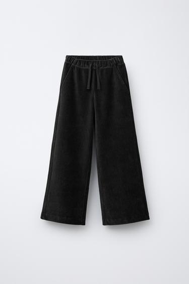 WIDE-LEG CORDUROY TROUSERS - Black by Zara