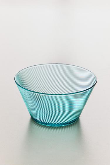 ACRYLIC BOWL WITH LINES - Turquoise by Zara