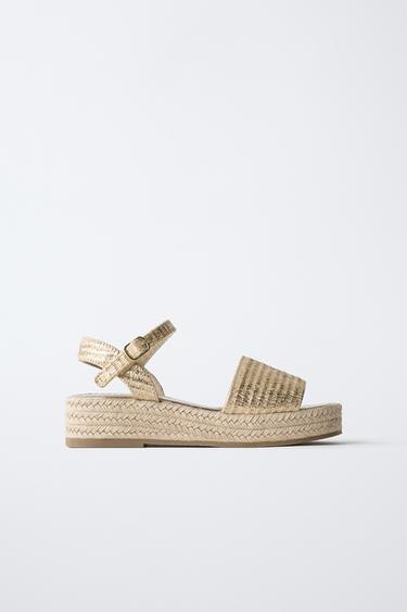 JUTE SANDALS - Gold by Zara
